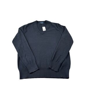 Brooks Brothers Black Combed Cotton Men's V Neck Sweater Size XS NWT